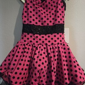 Weissman Pink and Black Polka Dot dance costume LC